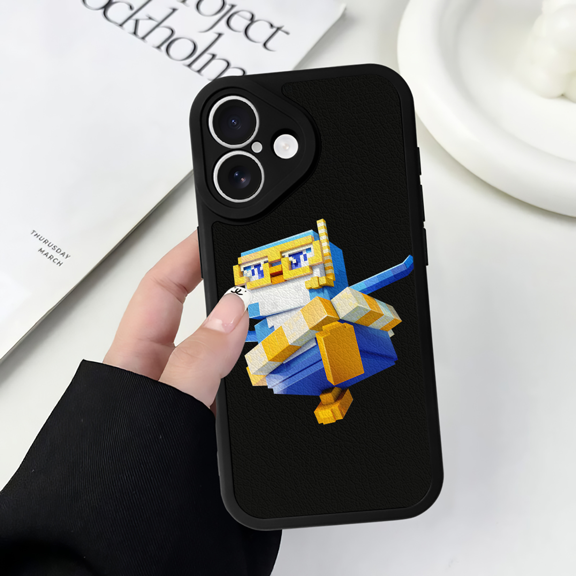 （画像用） マインクラフト ブロックの世界 Minecraft MC Block world 【iPhone 16シリーズ対応】シリコンスマホケース（レザー調） 材質：シリコン